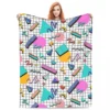 Funky 80s Eighties Memphis Pattern Design Blankets Flannel Sofa Throw Blankets for Couch Bedding Outdoor Throws Bedspread Quilt